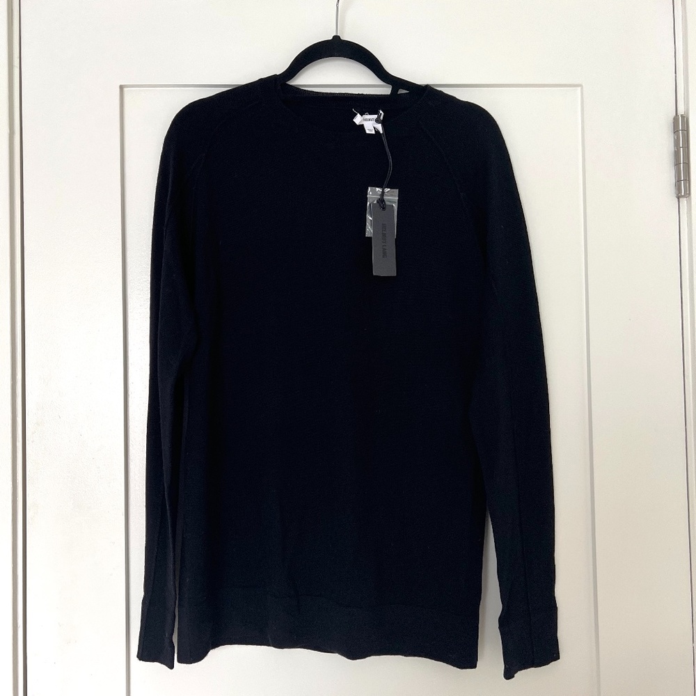 Helmut Lang Mens 100% Fine Wool Crewneck Pullover NWT Size S Black